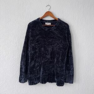 ORVIS Blue Crew Neck Chenille Sweater Size Large